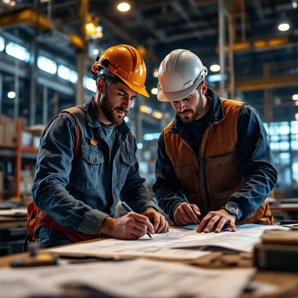 Apprentices learning construction and trades on a job site
