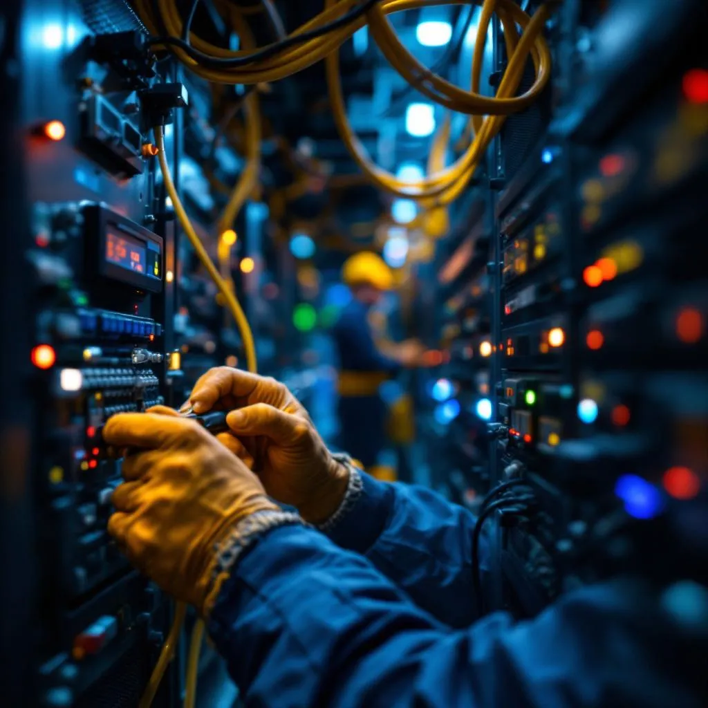 Experienced tradespeople and journeymen on a technical construction project